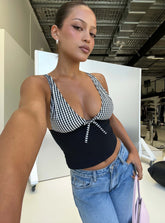 Kary Top Black Gingham