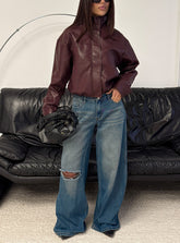 Ramos Low Rise Wide Leg Distressed Jeans Dark Indigo