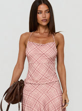 Waverlee Halter Top Pink Check