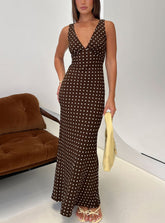 Nellie Maxi Dress Brown Polka Dot Petite