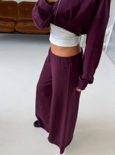 Kaeya Fleece Wide Leg Low Rise Pants Plum