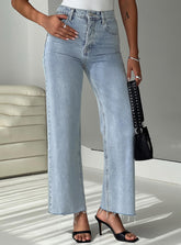 Fawcett High Rise Straight Leg Jeans Light Blue Wash