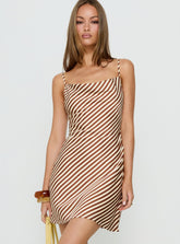 Mylla Cowl Neck Mini Dress Brown Stripe