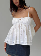 Moving Forward Tie Detail Top White