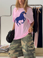 Steely Love Oversized Graphic Tee Washed Pink
