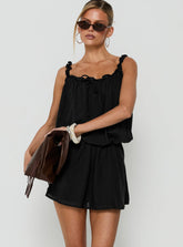 Real Charm Tiered Babydoll Mini Dress Black