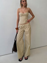 Kierstyn Corset Set Beige Stripe