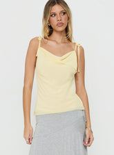 Malkah Tie Sleeve Foldover Top Yellow