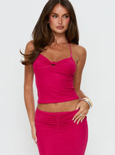 Jailon Twist Detail Halter Top Guava
