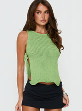 Love Notes Tie Side Sleeveless Top Green
