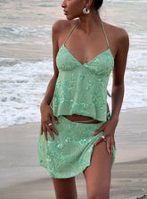 What A Coincidence Beaded Mini Skirt Teal