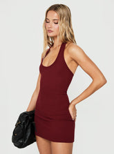 Baseline Rib Halter Mini Dress Cherry Lacquer