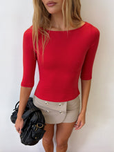 Daily Define Boatneck 3/4 Sleeve Top Fiery Red