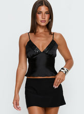 Chalina Bead Trim Cami Top Black