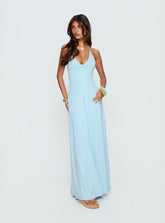 Palmas Halter Maxi Dress Baby Blue