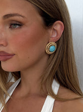Sipriane Statement Earrings Gold / Turquoise