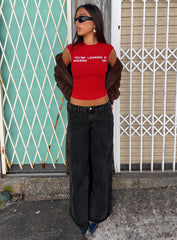 Ramos Low Rise Wide Leg Denim Jeans Washed Black