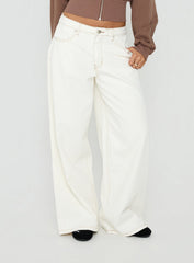 Naylor Mid Rise Wide Leg Jeans Cream Tall