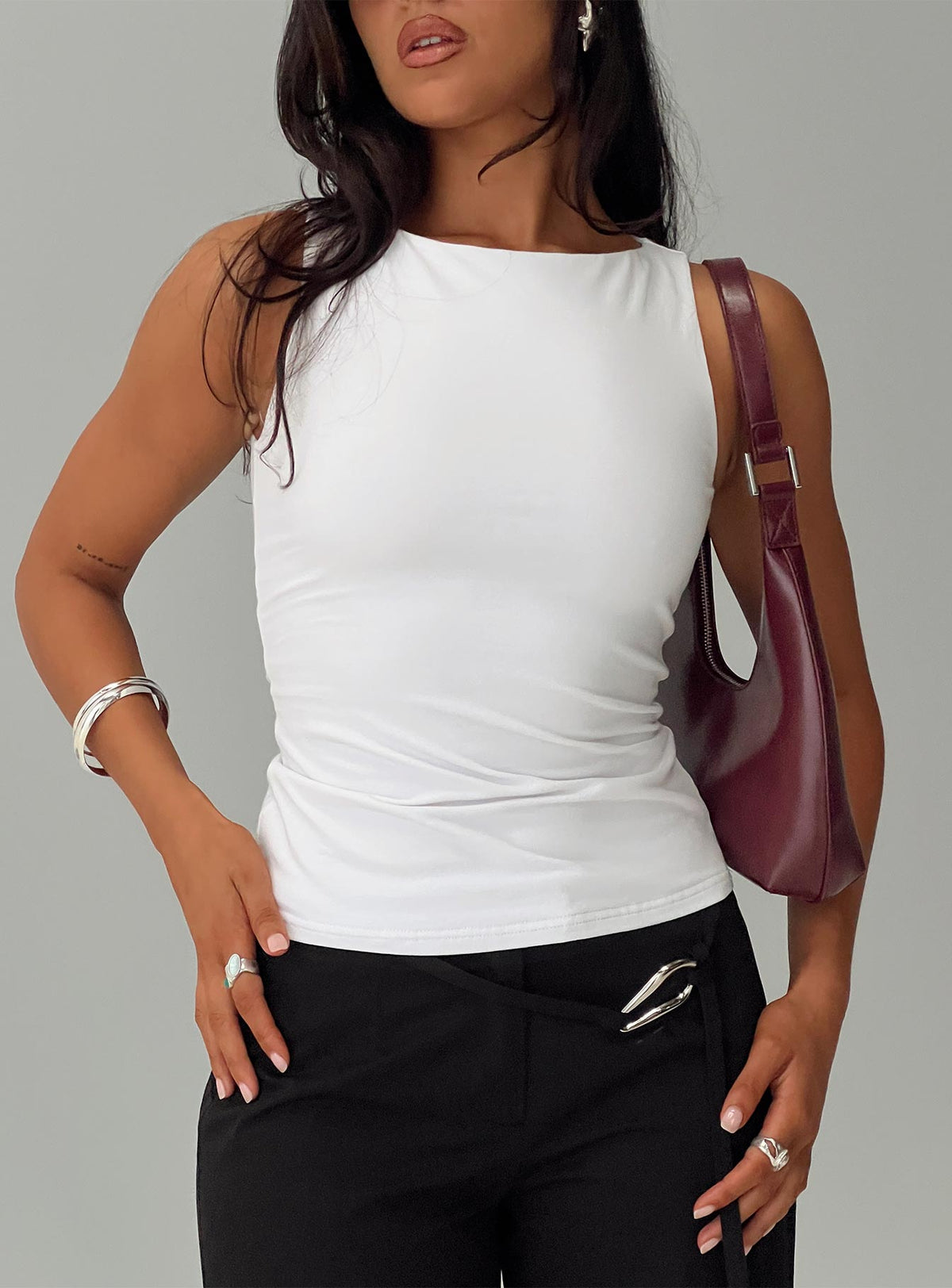 Lose Your Number High Neck Top White