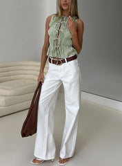 Serenitia Mid Rise Relaxed Jeans White Wash