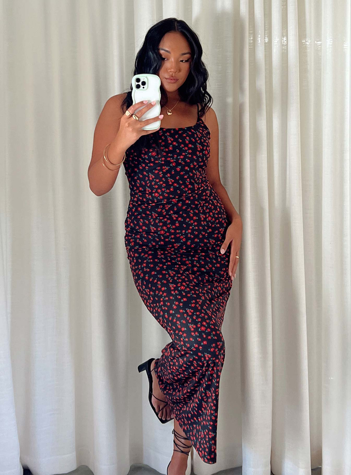 Knox Maxi Dress Black / Red Floral