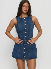 Yumiko Denim Romper Mid Wash Tall