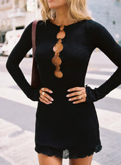 Dejonge Long Sleeve Ring Mini Dress Black
