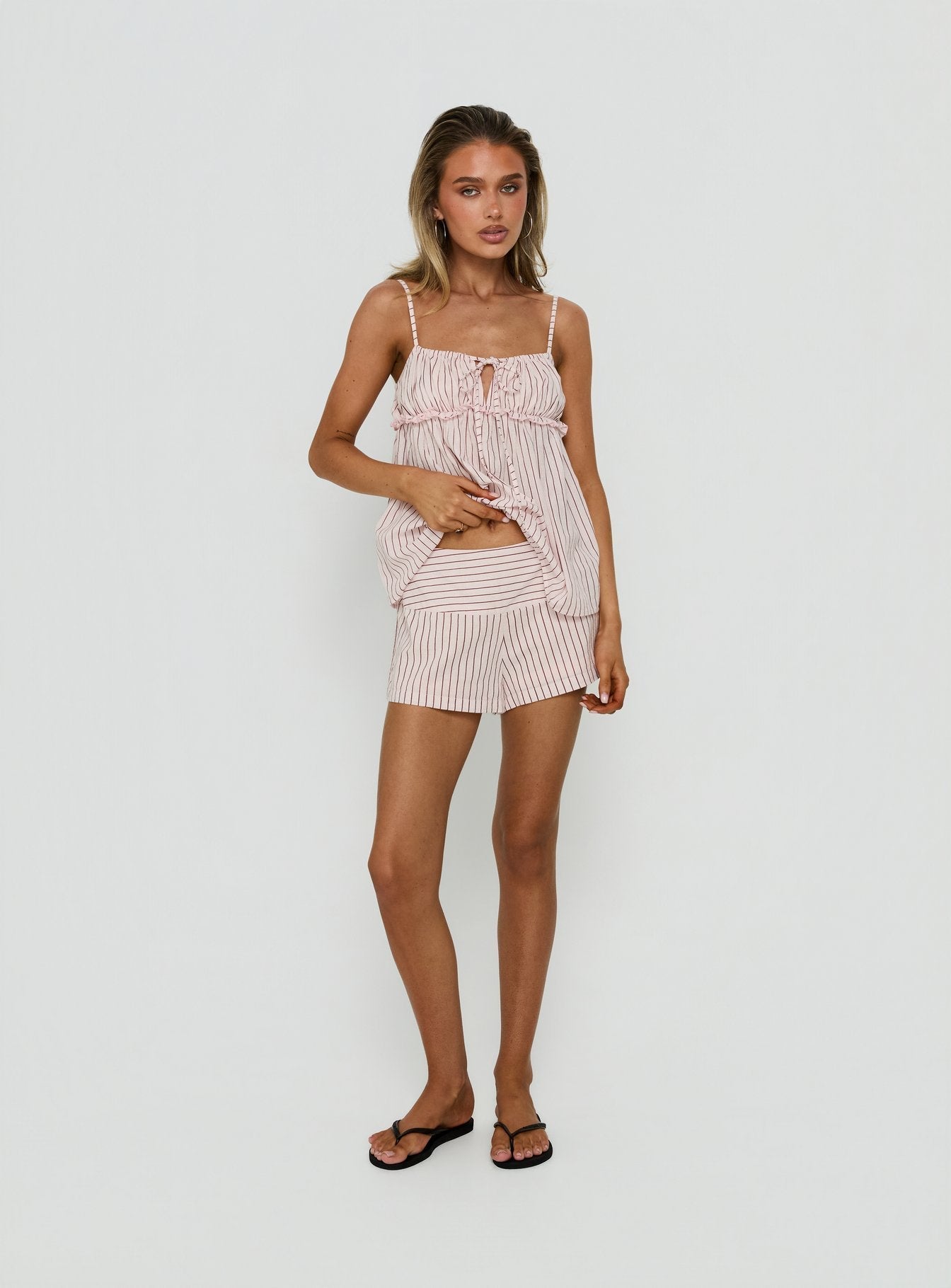Harwin Gathered Bust Babydoll Top Pink Stripe