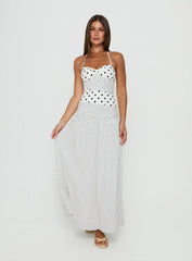 Marguerite Halter Maxi Dress White Polka Tall