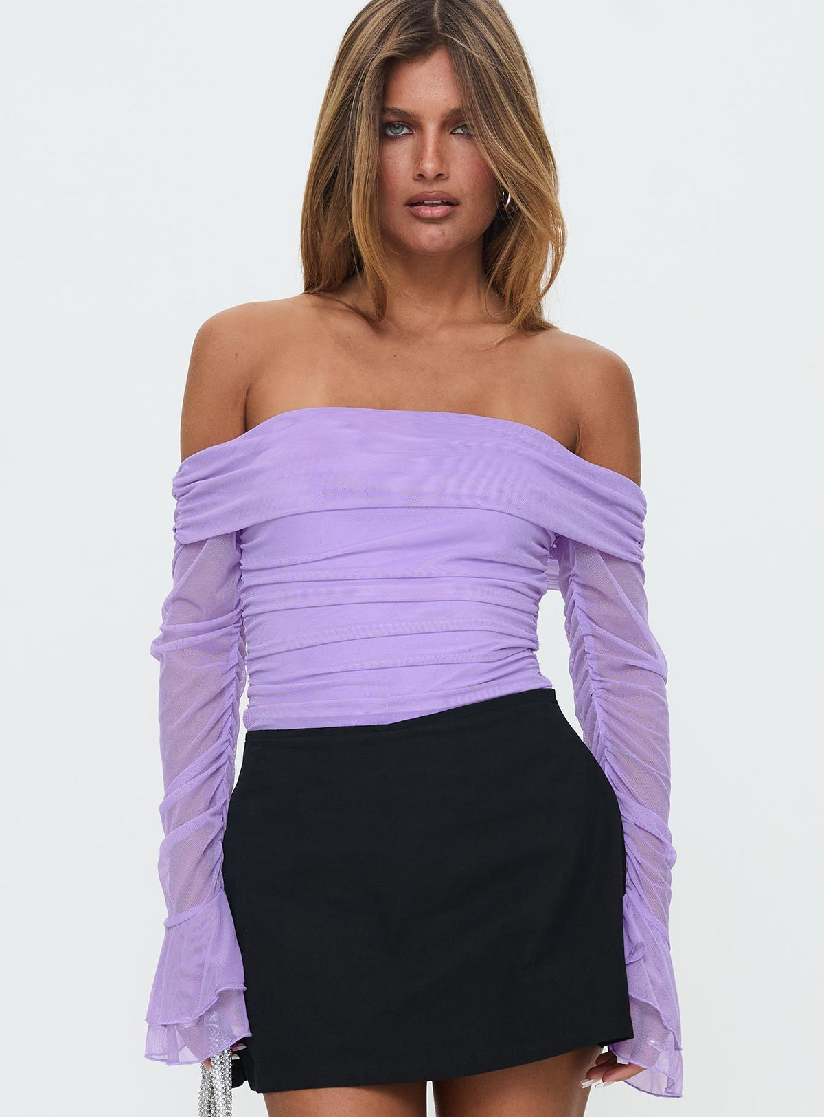 Feel A Way Off Shoulder Bodysuit Lilac