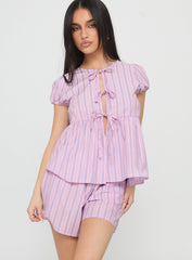 Drop Dead Gorgeous Tie Up Set Purple Stripe