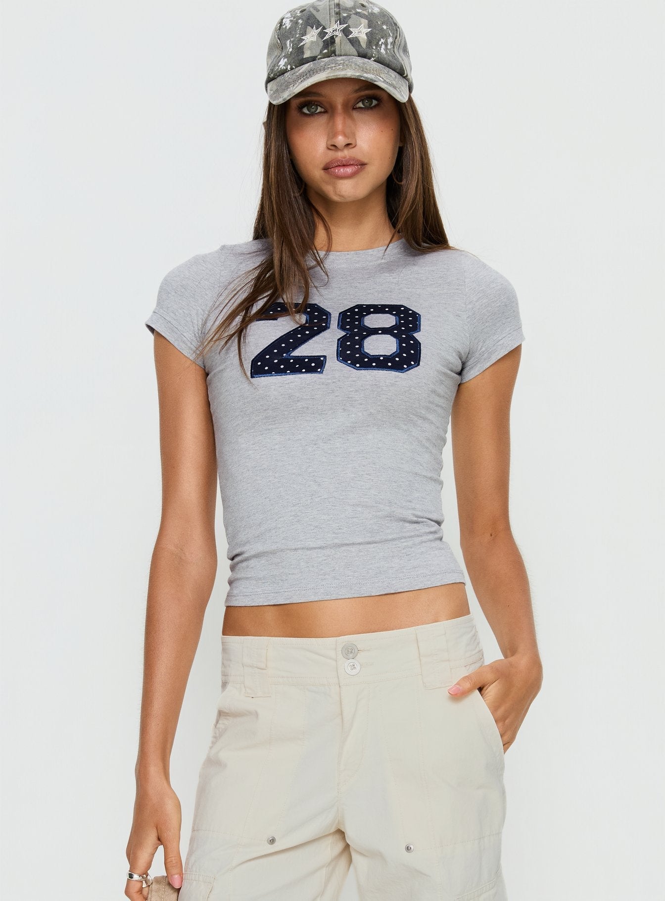 Sutin Tee Grey Marle Polka Dot