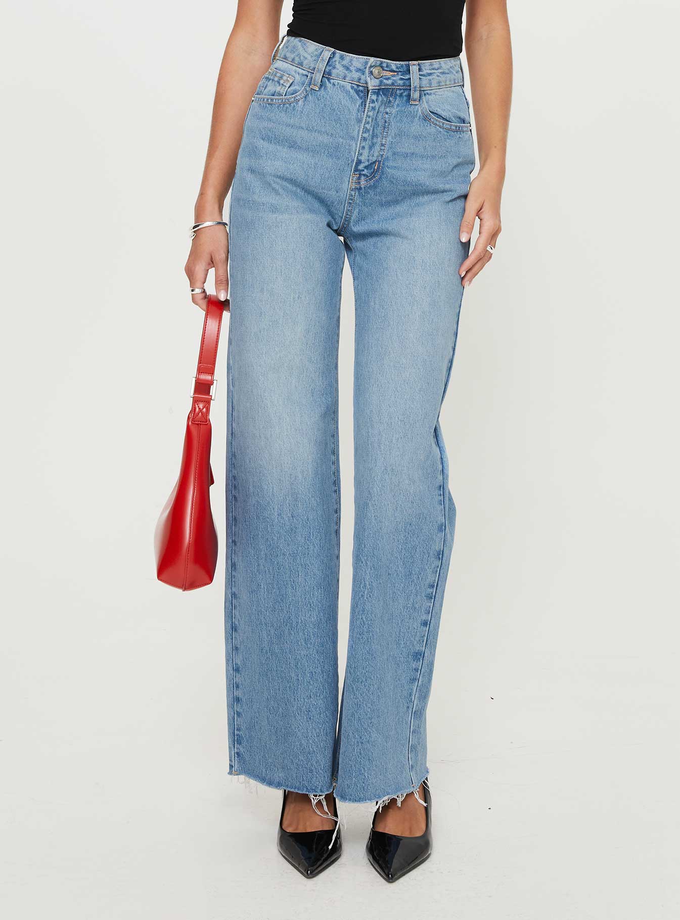 Henesey High Rise Straight Leg Jeans Mid Wash Tall