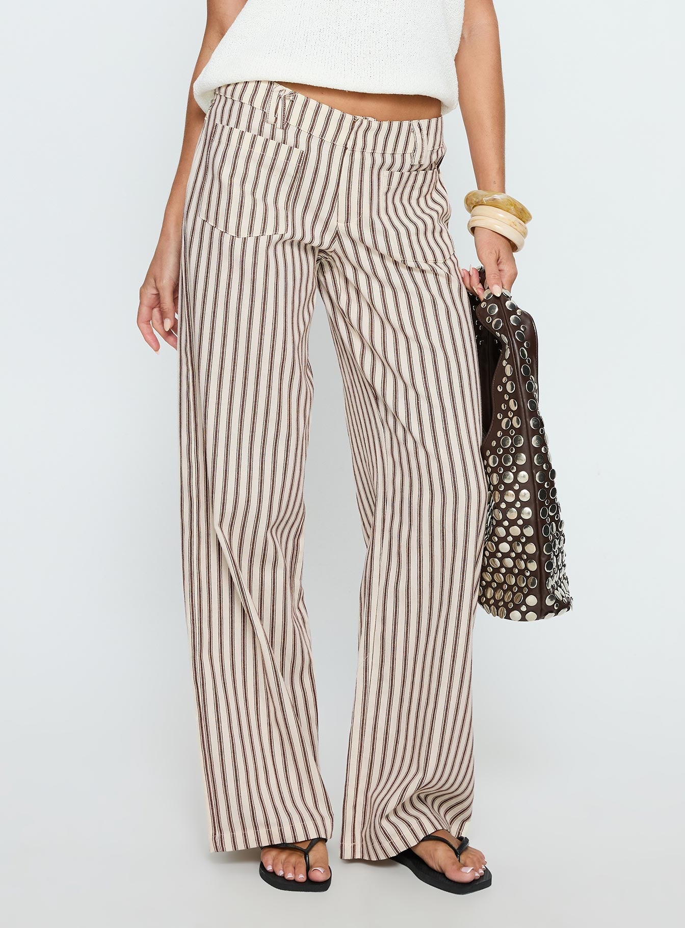 Vendi Low Rise Pant Brown Stripe