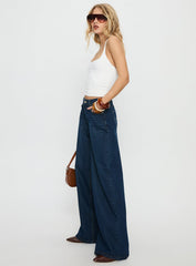 Naylor Mid Rise Wide Leg Jeans Mid Blue Denim Petite