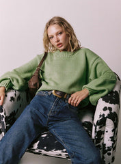 Harmony Balloon Sleeve Knit Sweater Sage