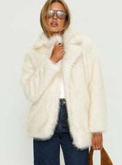 Clova Faux Fur Coat White