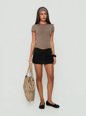 Warna Low Rise Denim Mini Skirt Washed Black