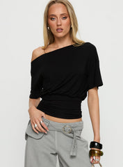 Ashlinn Off Shoulder Drapey Top Black