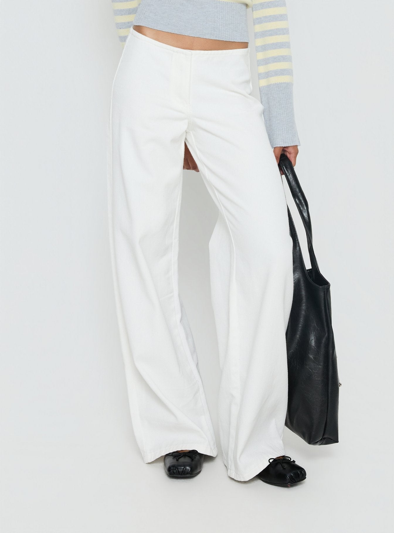Hereos Mid Rise Baggy Leg Jeans White