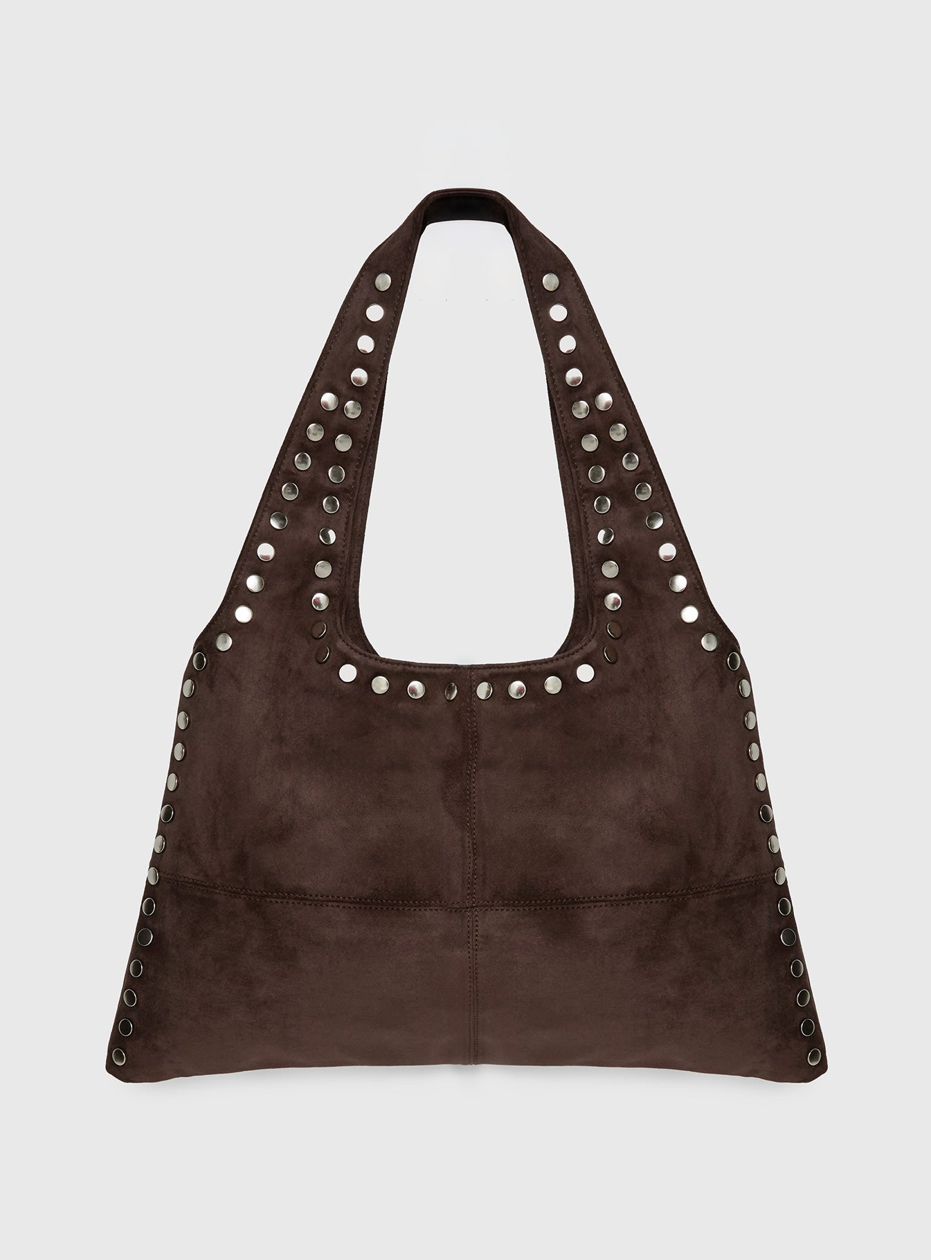 Tell The Truth Studded Faux Suede Bag Chocolate