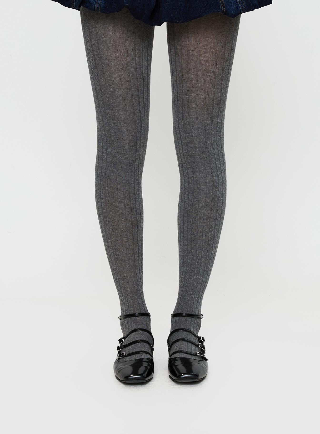 Flashback Ribbed Stockings Grey