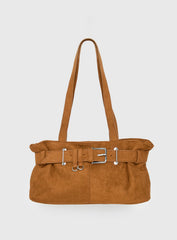 Views Of Capri Faux Suede Buckle Shoulder Bag Brown