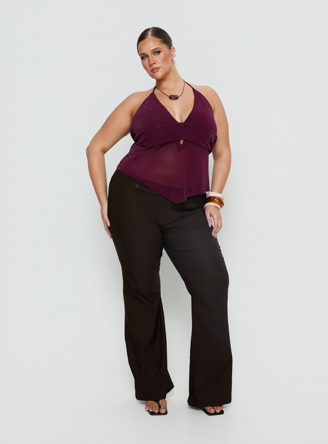 Averee Halter Top Plum Sparkle Curve