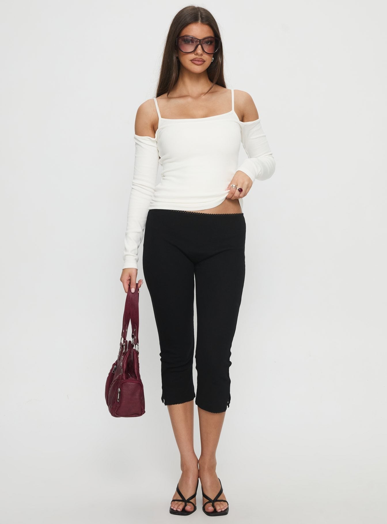 Teenage Dreams Layered Long Sleeve Top White