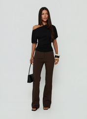 Kinkirk No Waist Flared Pants Chocolate Pinstripe
