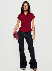 Cottesloe Cord Blouse Top Wine