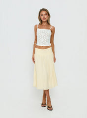 Heart Of Gold Linen Blend Midi Skirt Lemon