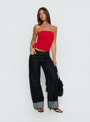 Aubrialla Strapless Top Red
