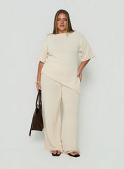 Calisse Knit Wide Leg Pants Beige Curve